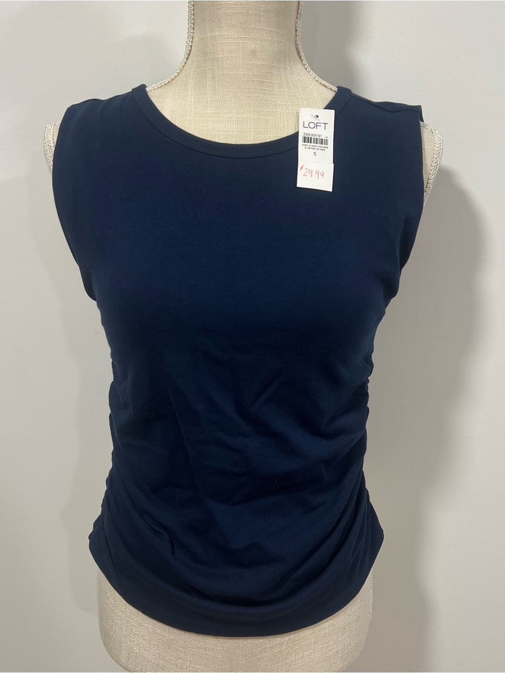 LOFT Navy Ruched Tank